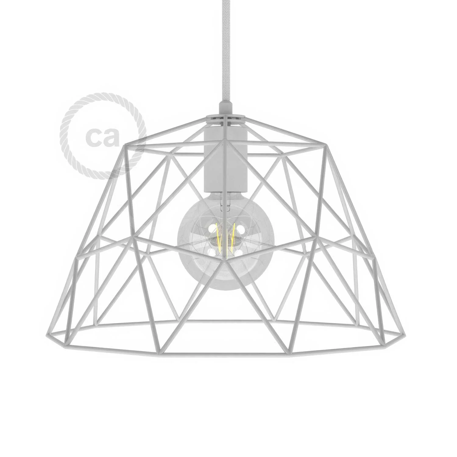 Abat-jour cage nu XXL Dome en métal avec douille E26 - Blanc