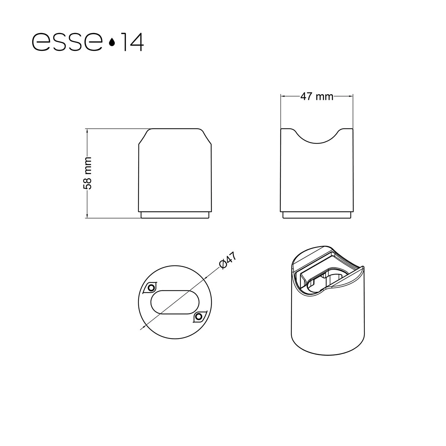 Douille esse14 murale ou plafond avec culot S14d - Étanche IP44 - Effet marbre blanc - Image 7