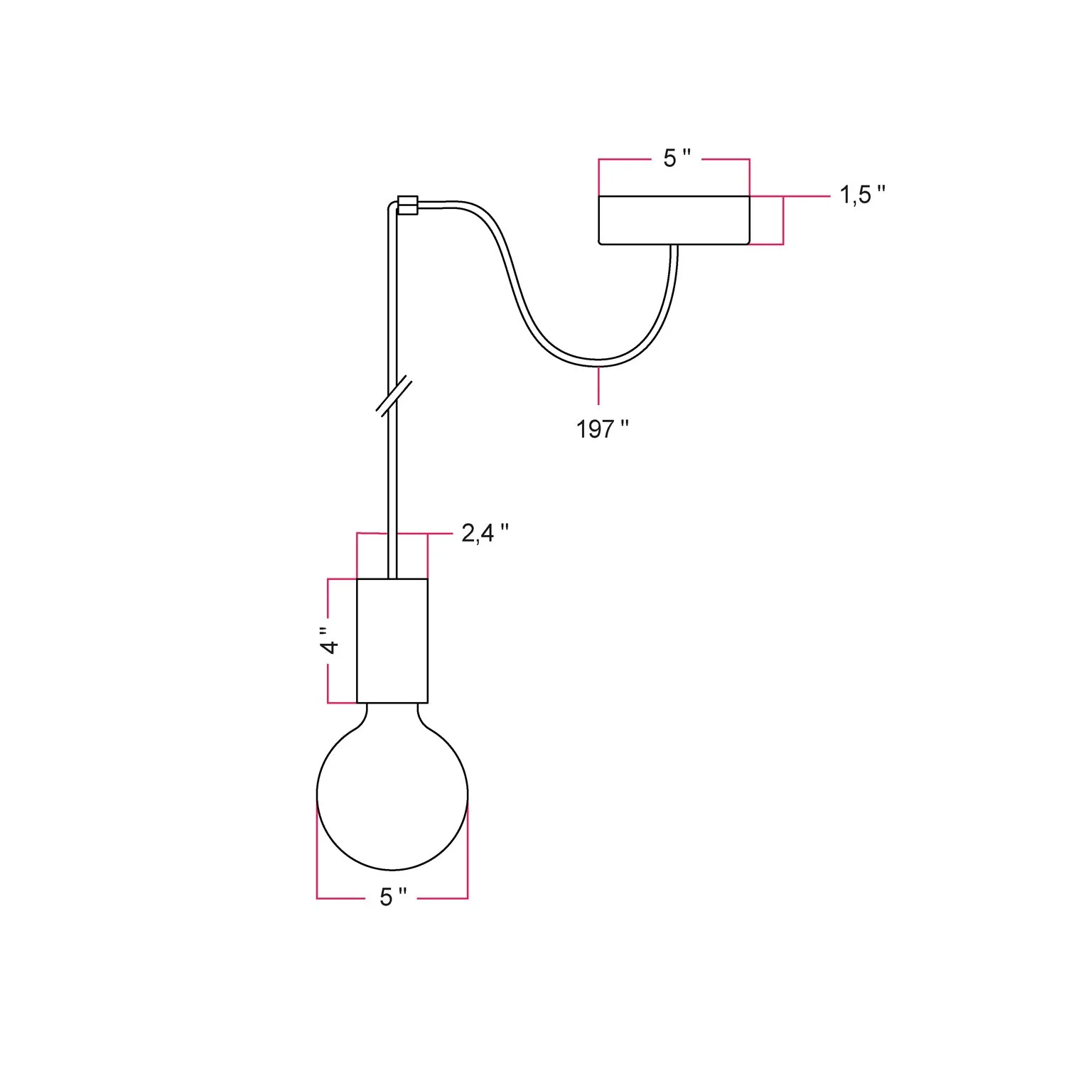 Suspension extérieure EIVA ELEGANT avec câble textile, décentralisateur, pavillon et douille pour lieux humides - Noir - Image 4