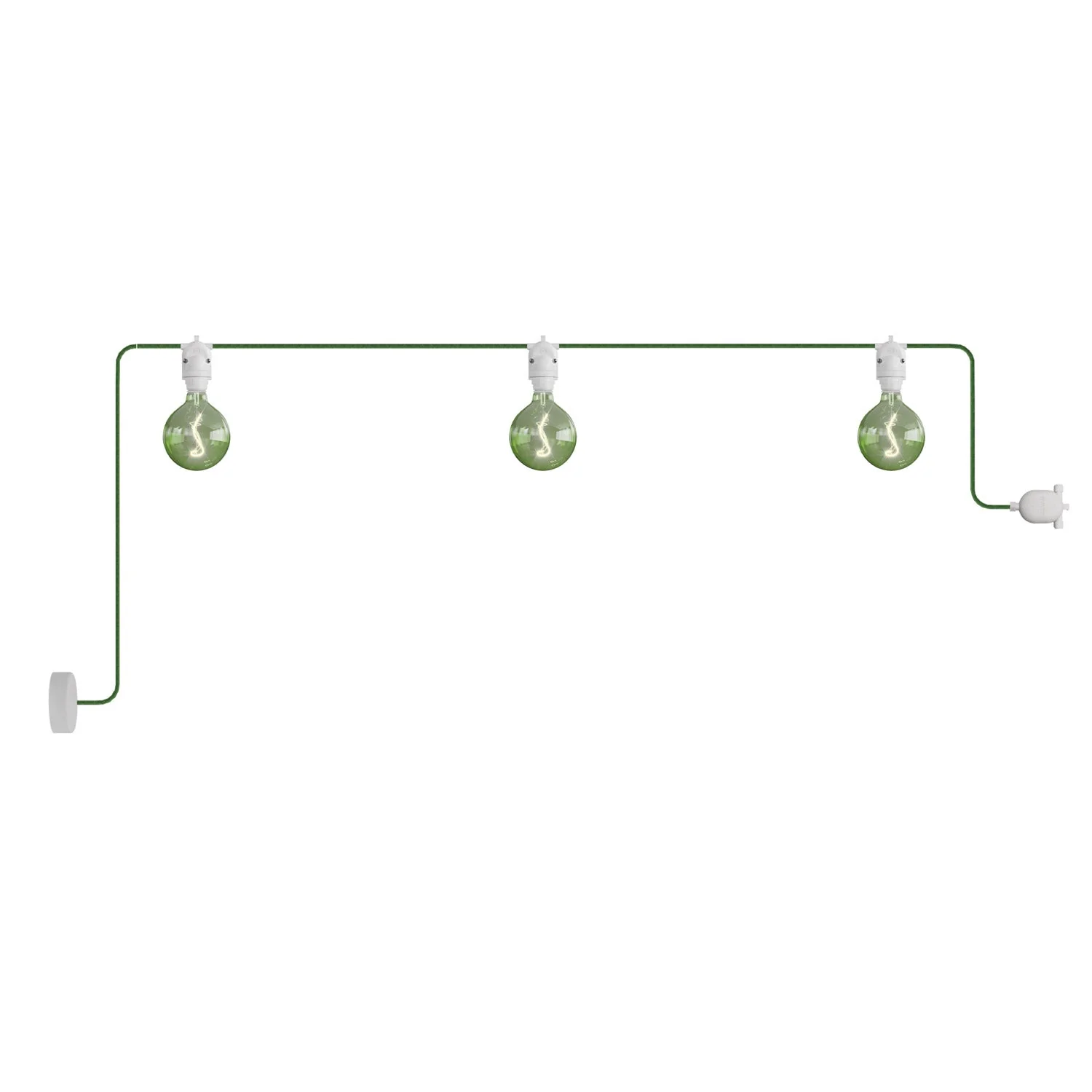Guirlande extérieure EIVA pour lieux humides avec 3 lumières et rosace - Blanc