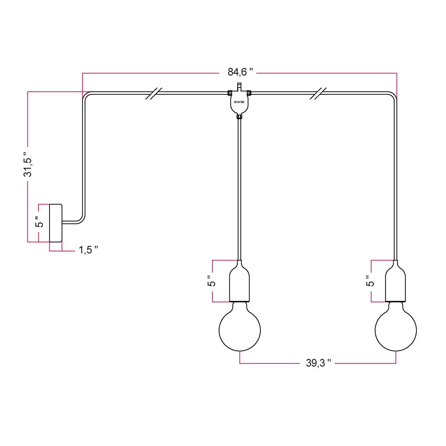 F-Snake EIVA lampe d'extérieur pour zones humides avec 2 lumières et rosace - Jaune moutarde - Image 4
