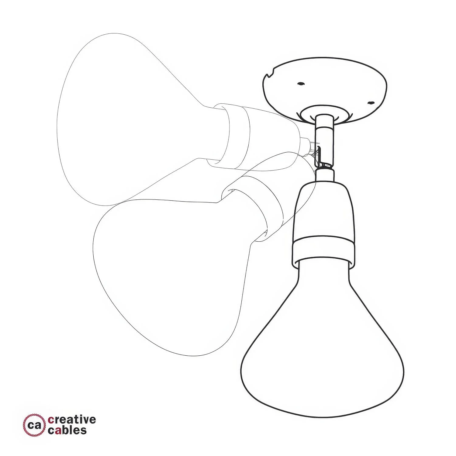 Fermaluce 90° avec abat-jour Swing, lampe orientable murale ou plafond en porcelaine - Noir - Image 3