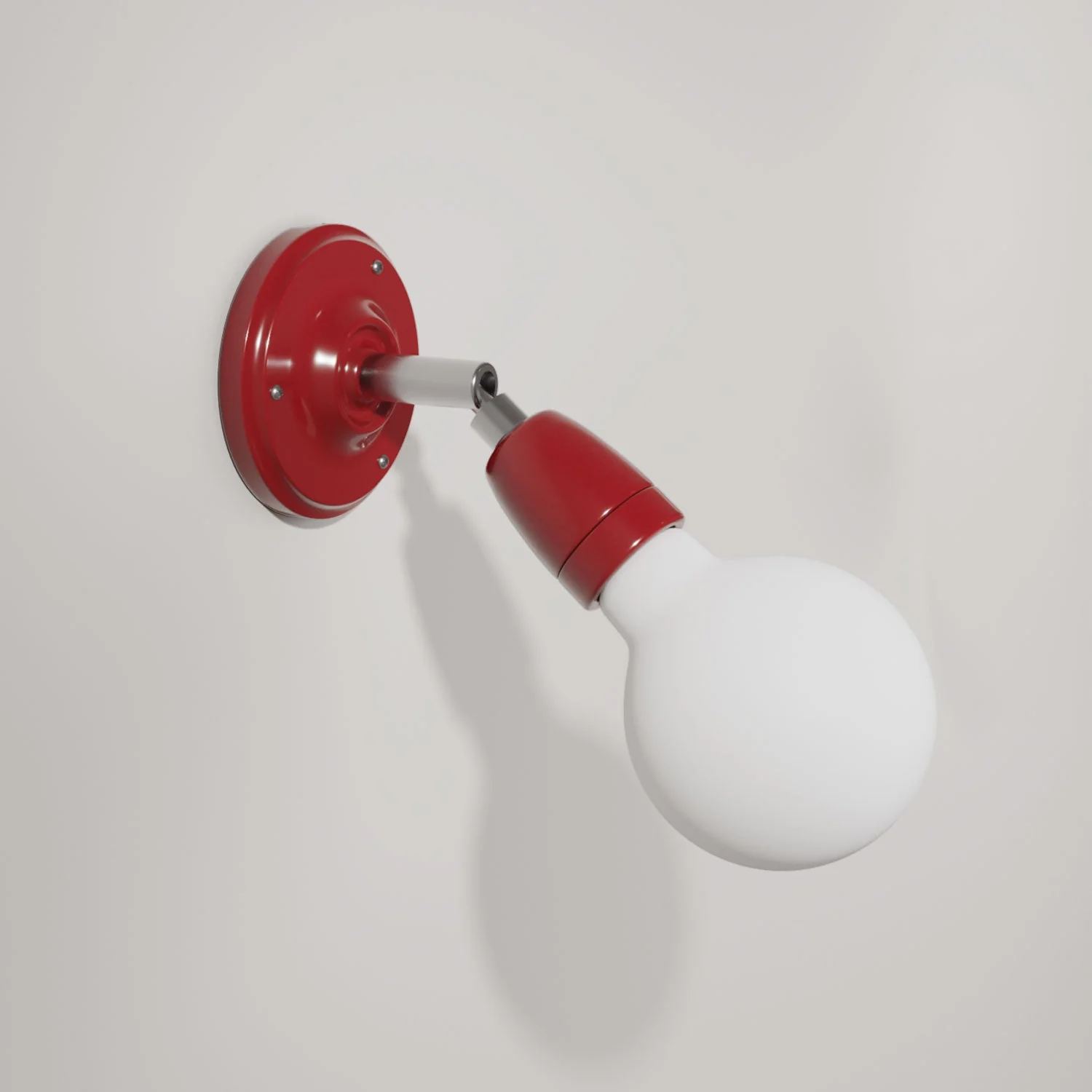 Fermaluce 90° Color, le point lumineux orientable en porcelaine pour mur ou plafond - Rouge