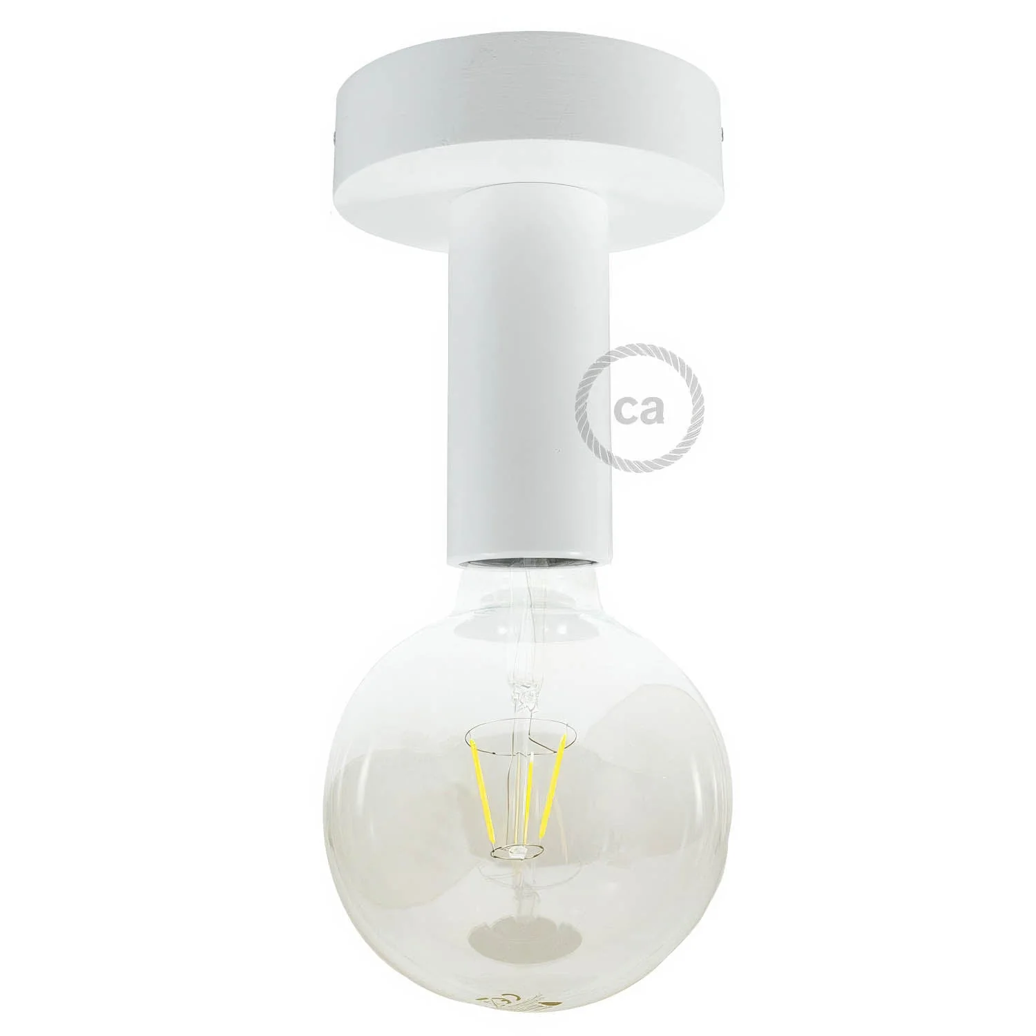 Fermaluce Wood M, plafonnier/applique en bois peint pour mur ou plafond - Blanc