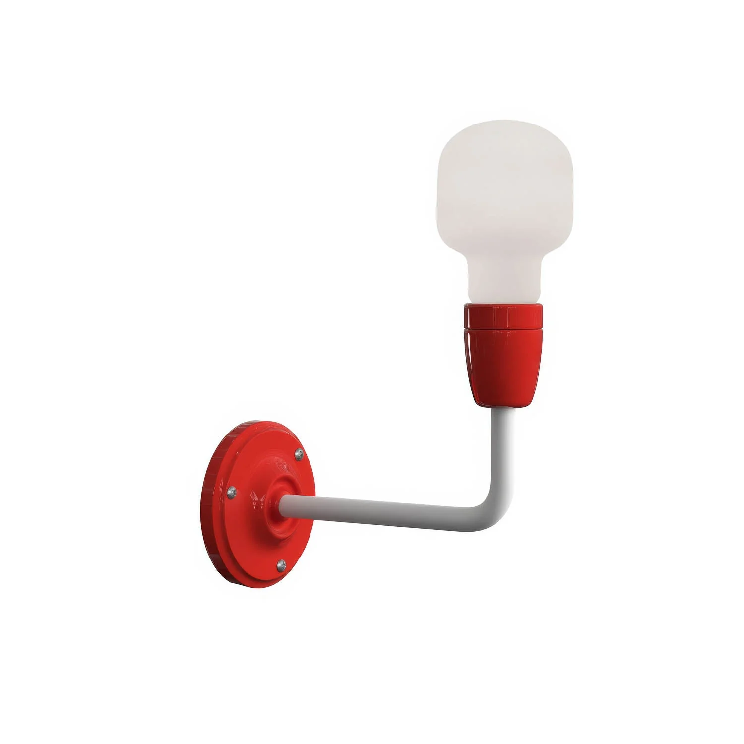 Fermaluce Color, lampe murale en métal et porcelaine avec extension courbe - Rouge