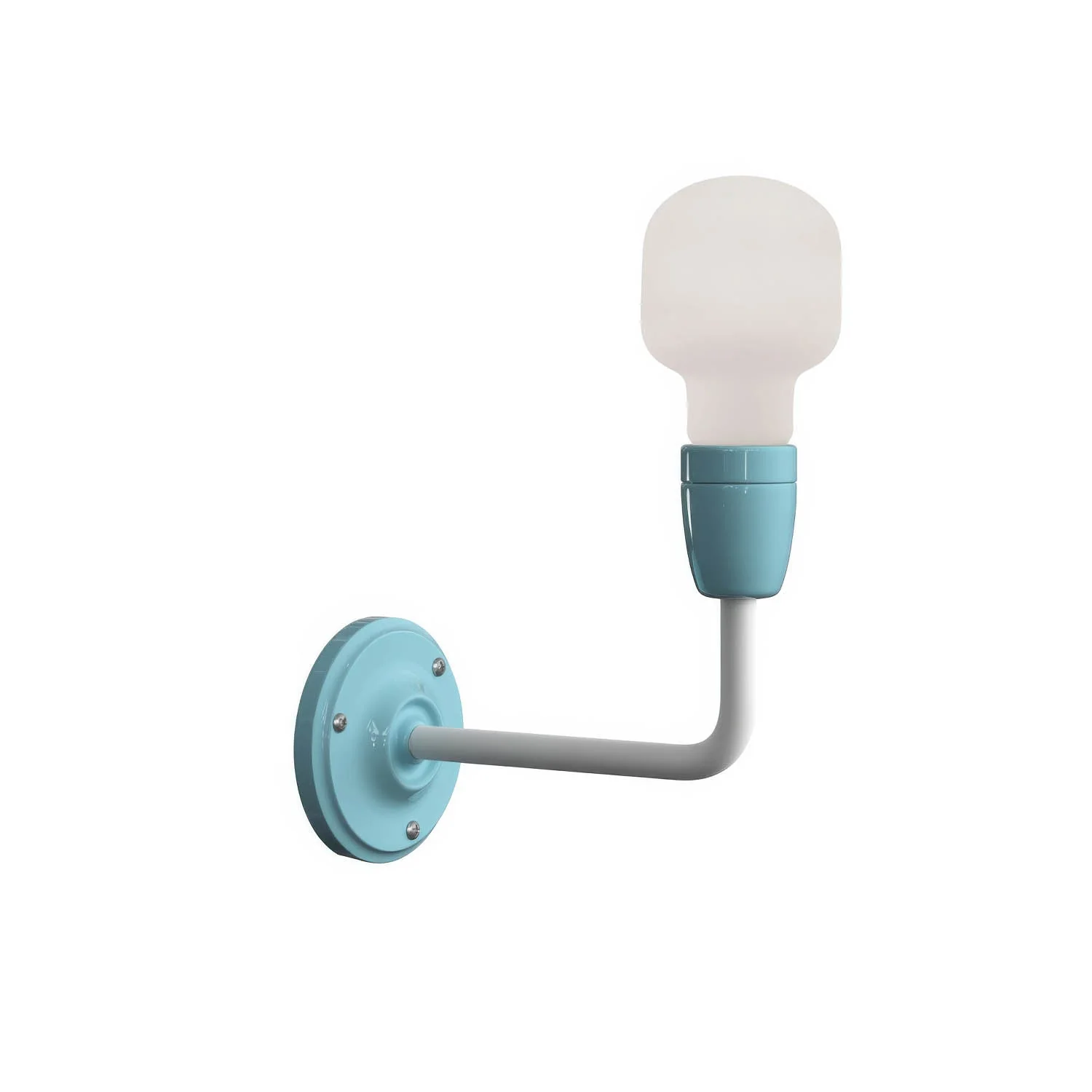 Fermaluce Color, applique murale en métal et porcelaine avec bras courbé - Bleu clair