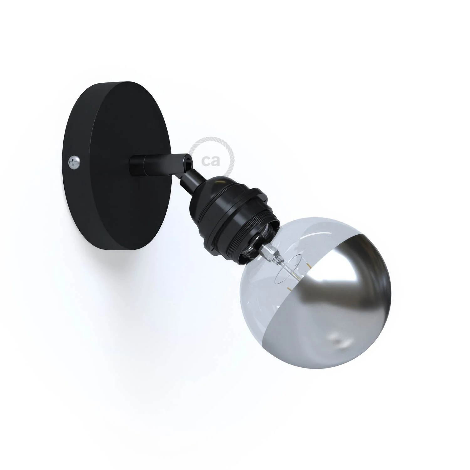 Fermaluce Métal 90° avec douille filetée E27, point lumineux en métal orientable - Noir
