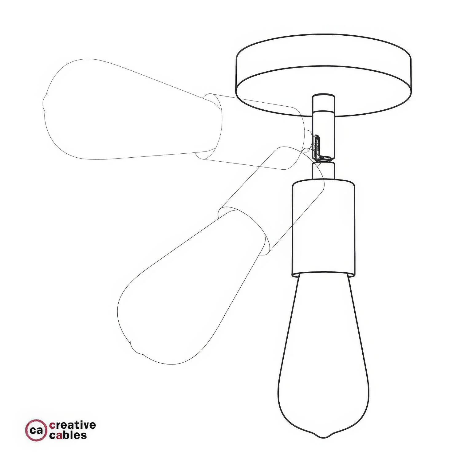 Fermaluce Métal 90°, point lumineux orientable mural ou plafond - Blanc mat - Image 4