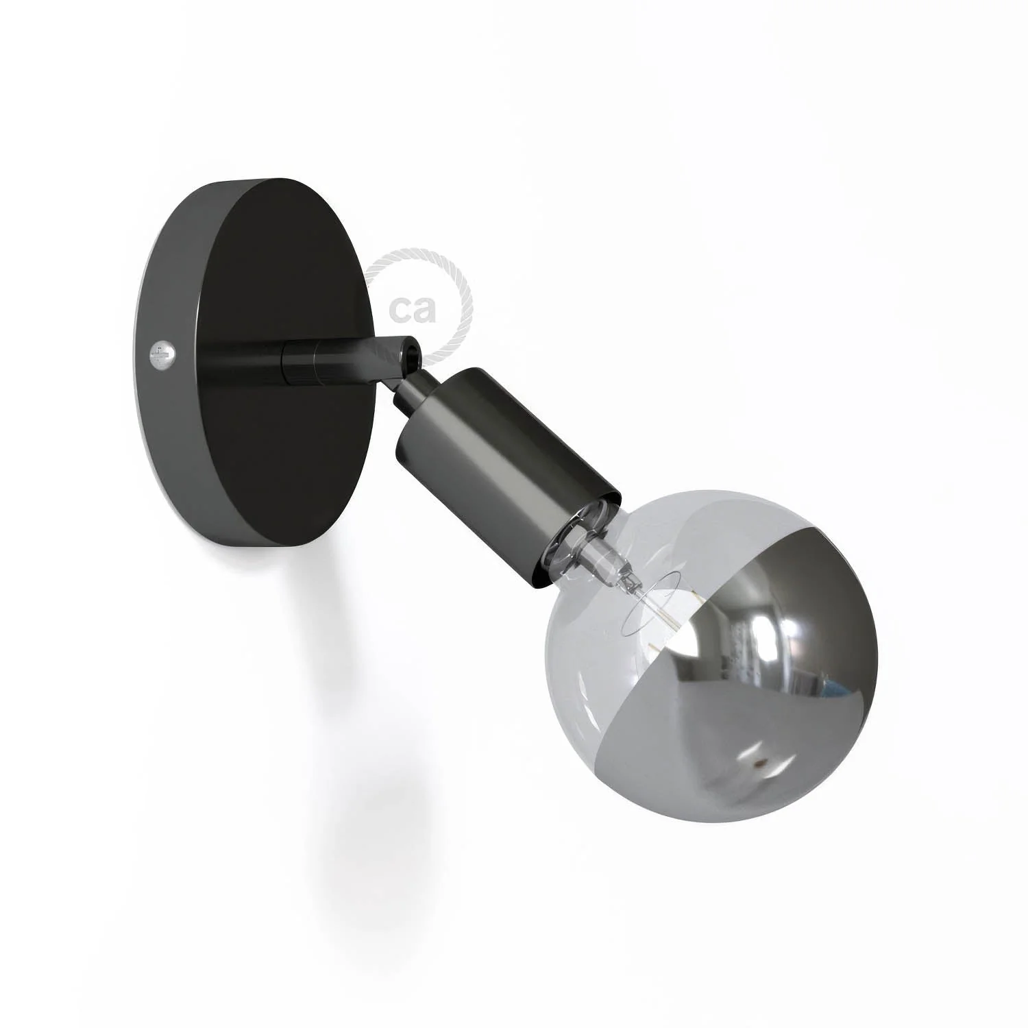 Fermaluce Métal 90°, point lumineux orientable mural ou plafond - Noir perle
