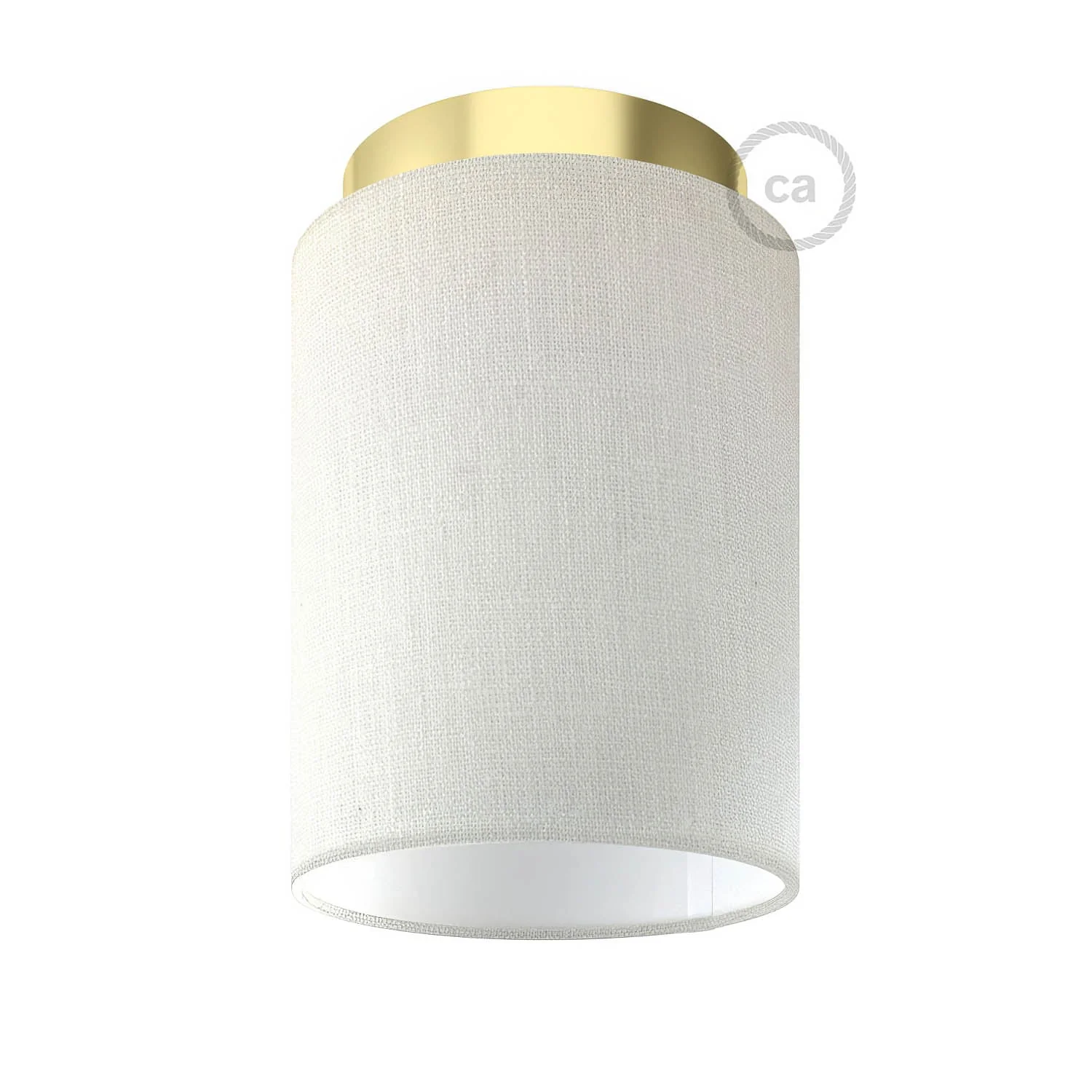 Fermaluce Metal avec abat-jour Cylindre, lampe filomurale - Lin blanc brillant