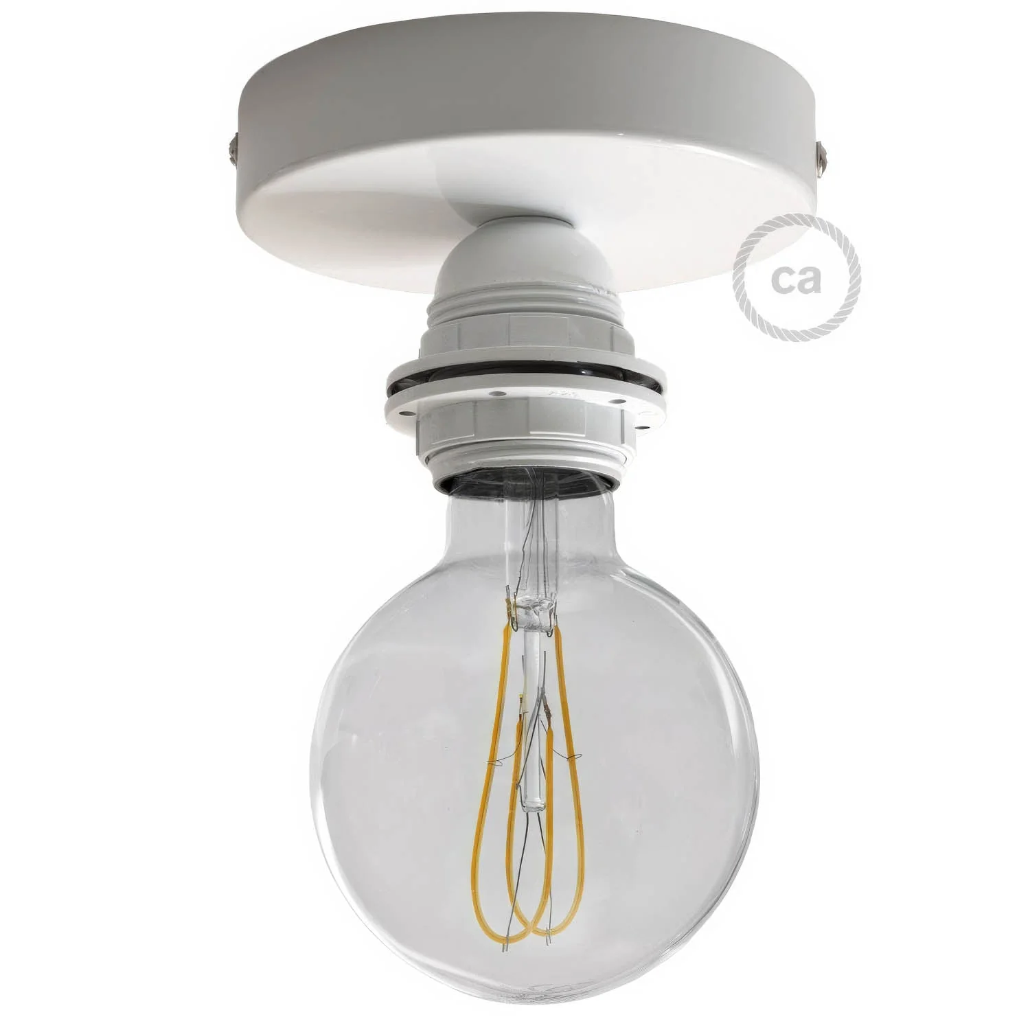 Fermaluce Métal avec douille filetée E26, plafonnier ou applique murale métallique - Blanc