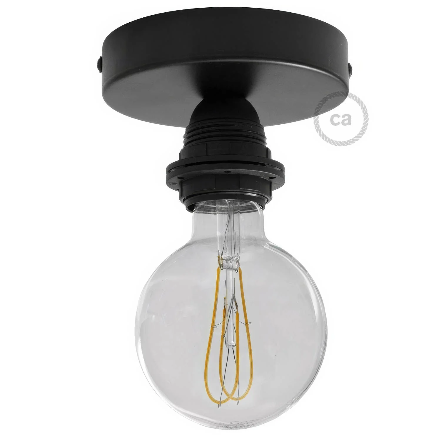 Fermaluce Metal avec douille filetée E27, point lumineux en métal - Noir