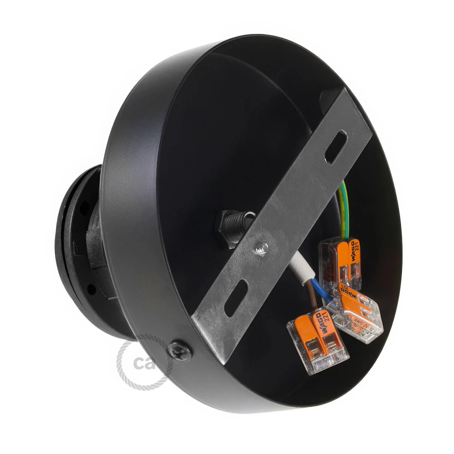 Fermaluce Metal avec douille filetée E27, point lumineux en métal - Noir - Image 2