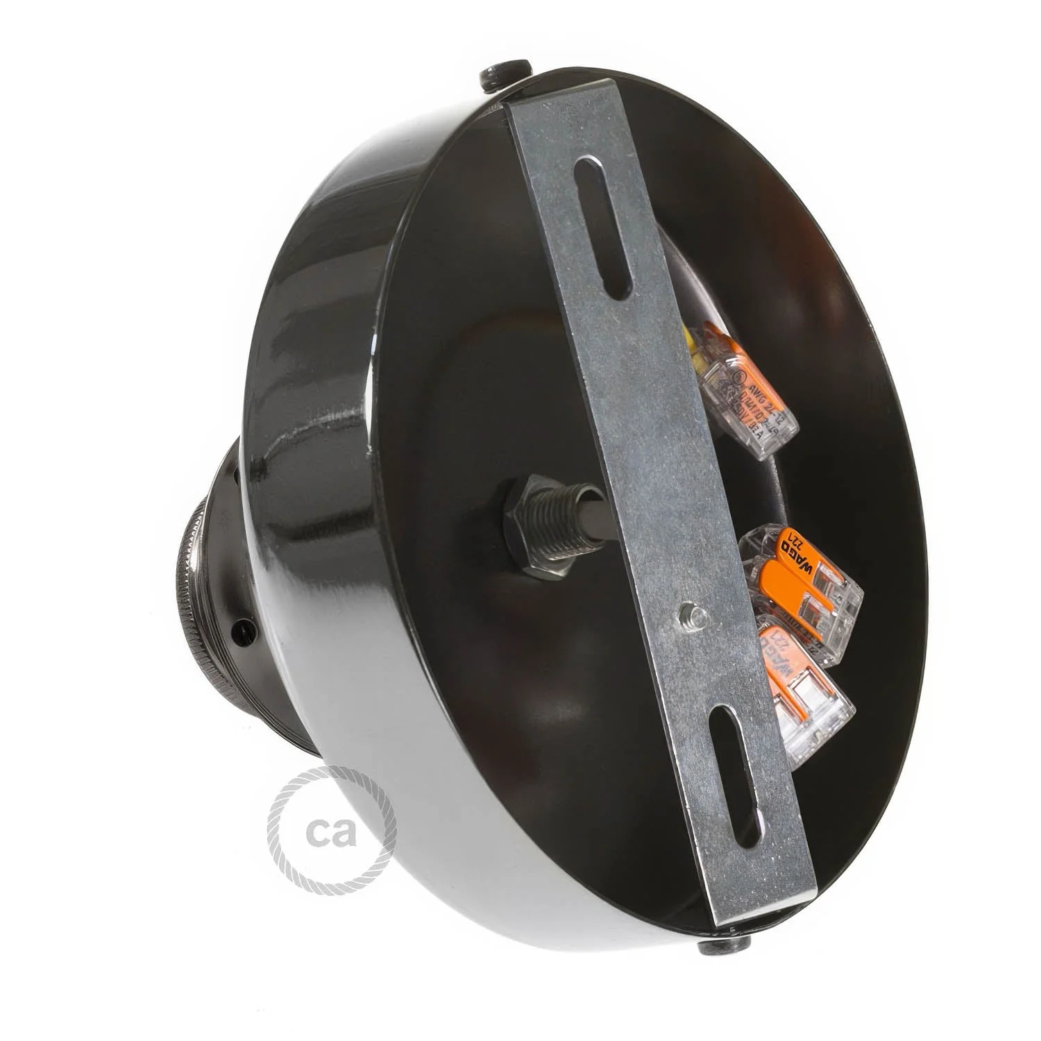 Fermaluce Metal avec douille filetée E27, point lumineux en métal - Noir perle - Image 2