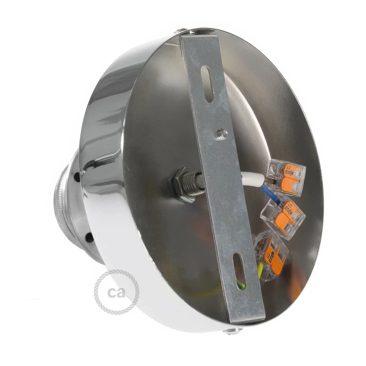 Fermaluce Metal avec douille filetée E27, point lumineux en métal - Chrome - Image 2