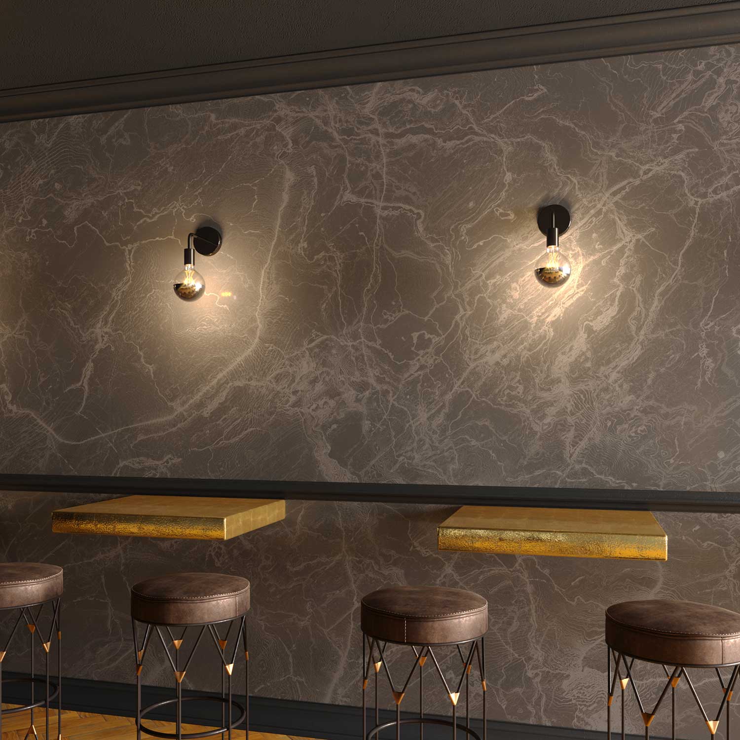Fermaluce Metal, applique murale en métal avec extension courbe - Noir perle - Image 2