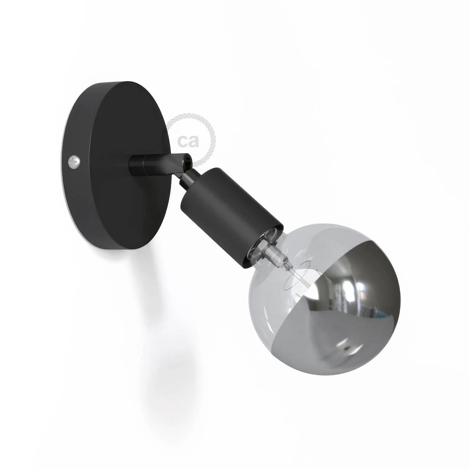Fermaluce Métal 90°, point lumineux orientable mural ou plafond - Noir