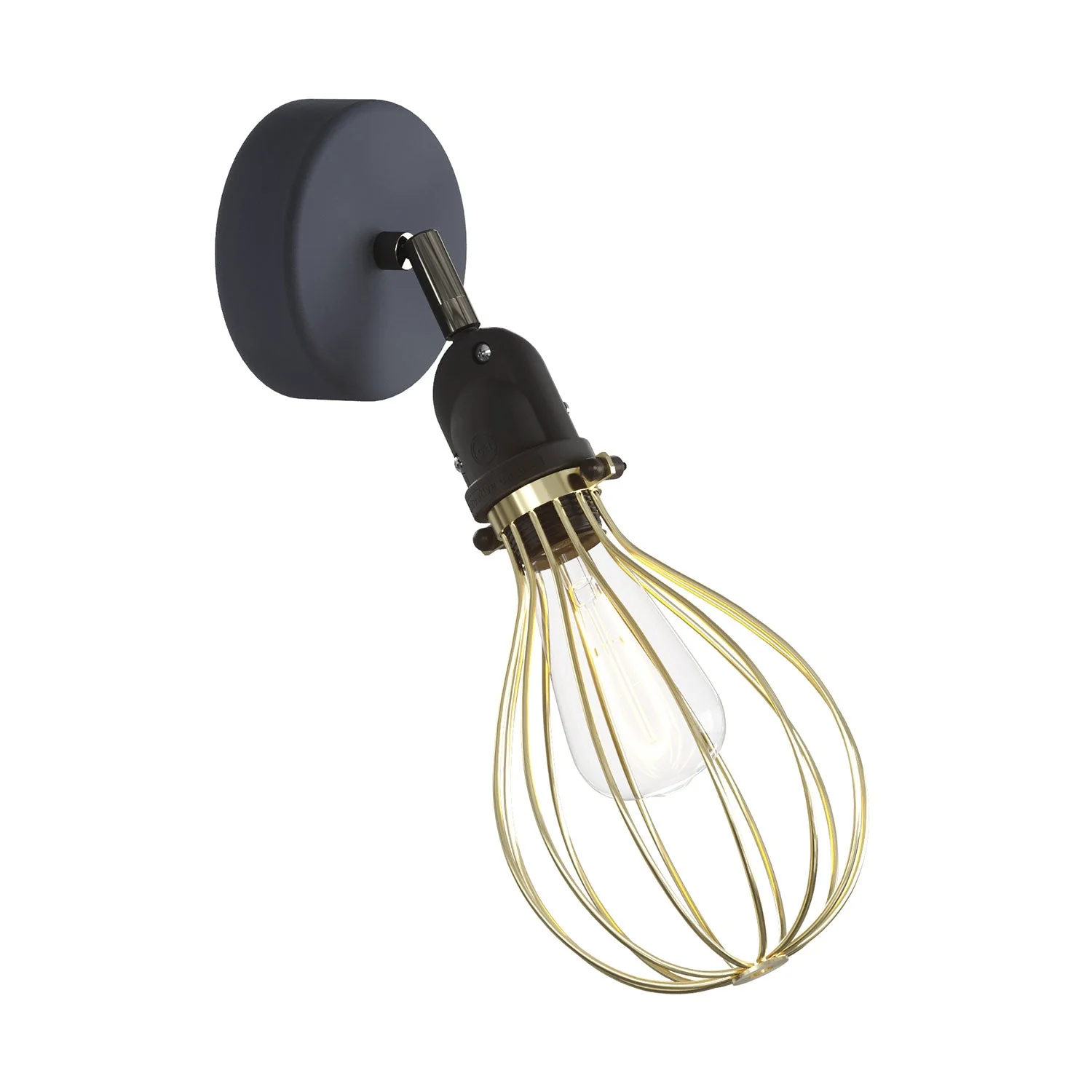 Fermaluce Modulair avec articulation orientable, abat-jour Drop et douille IP65 étanche - Laiton