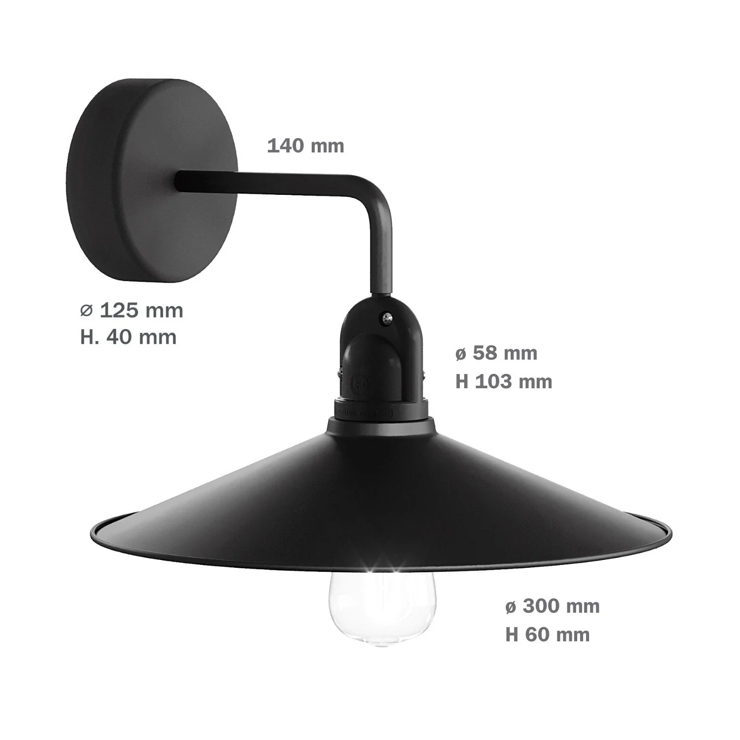 Fermaluce Modulair avec extension en L, abat-jour Swing et douille IP65 étanche - Noir int. Blanc - Image 5