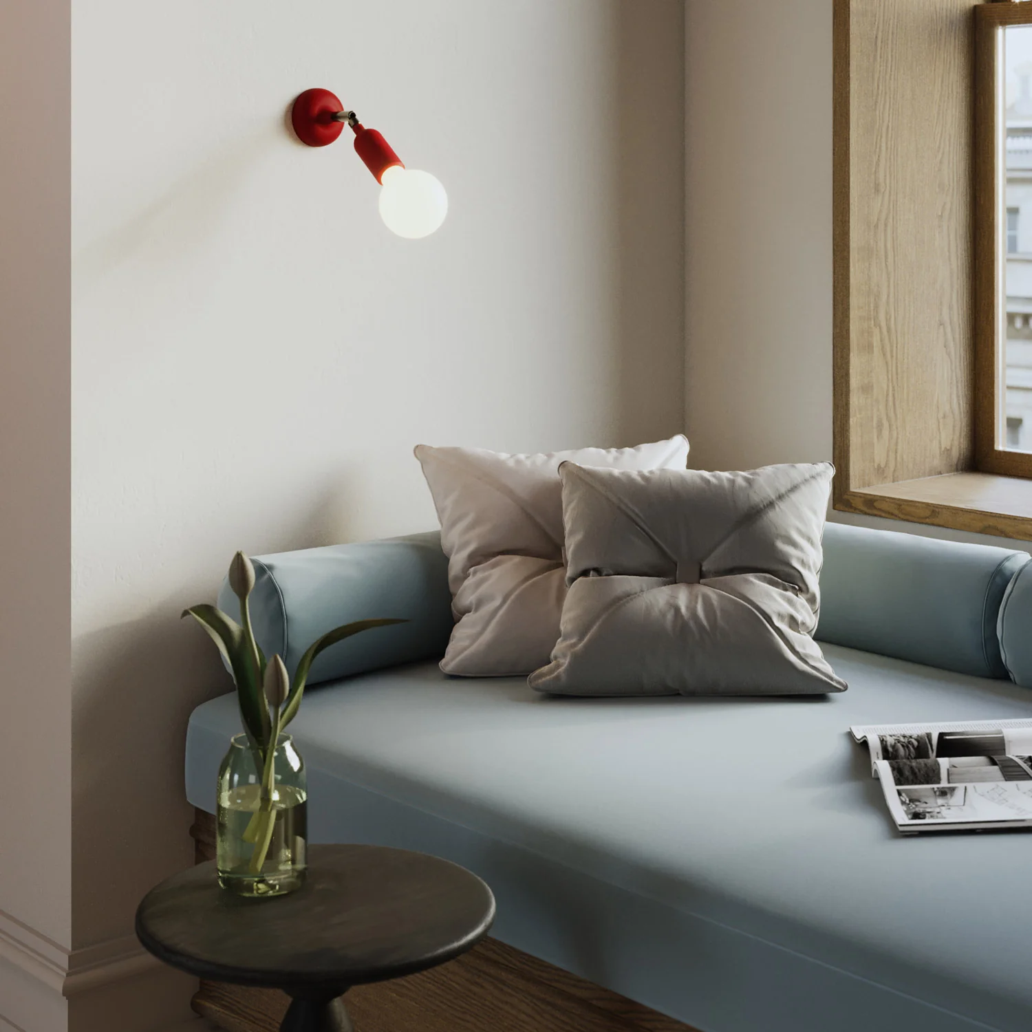 Lampe Fermaluce en silicone avec articulation et interrupteur intégré - Rouge - Image 2