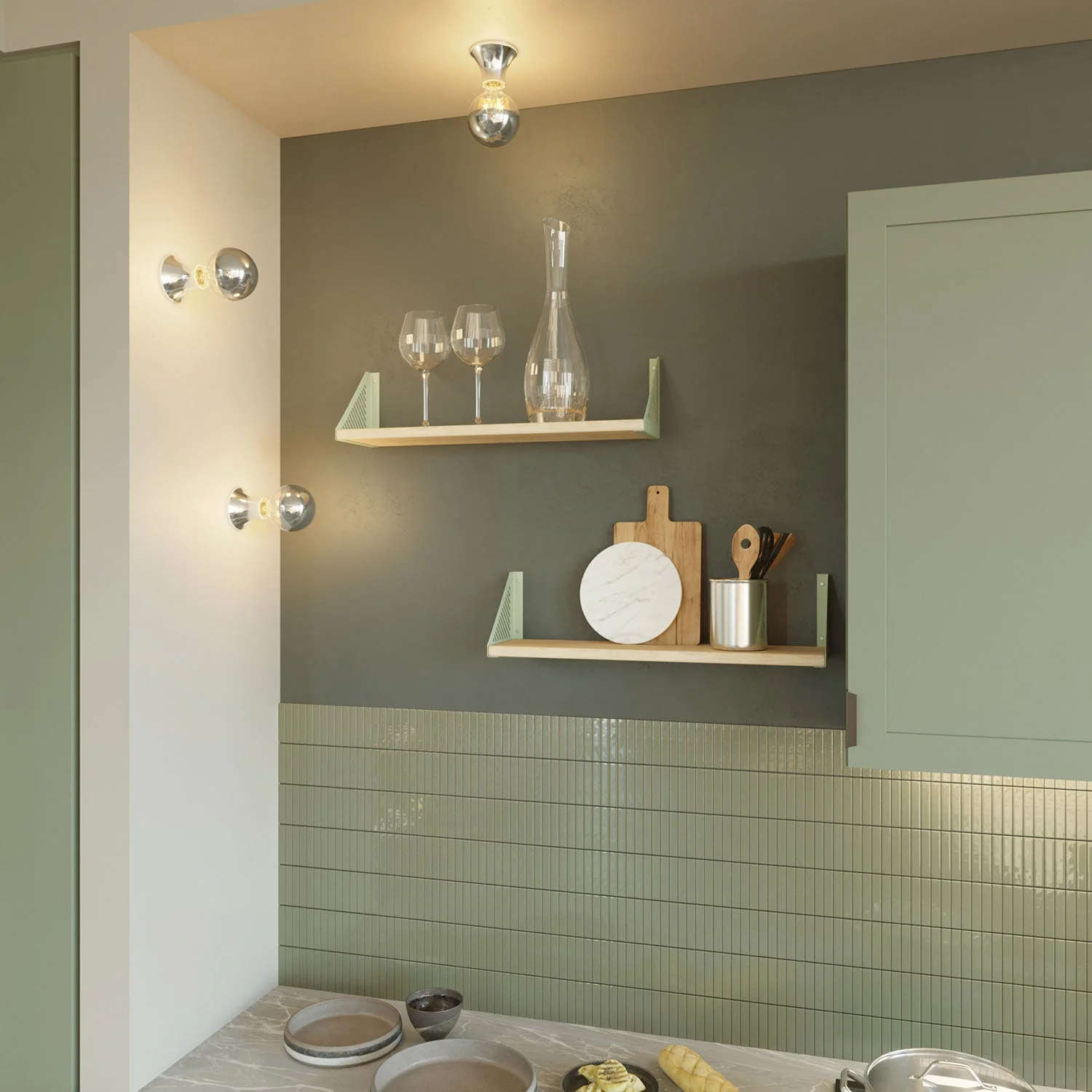 Fermaluce Vintage, point lumineux métallisé mural ou plafond - Chrome - Image 2
