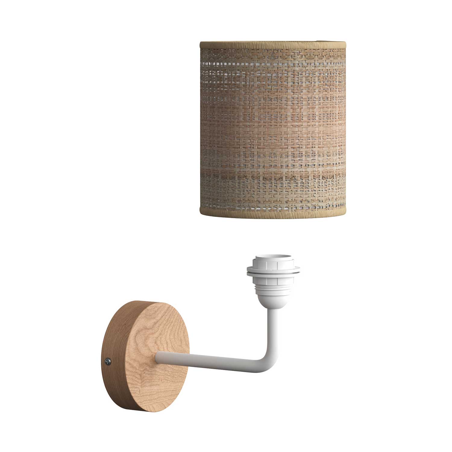 Fermaluce Wood, applique murale en bois avec abat-jour Cylindre et extension courbe - Neutre - Image 3