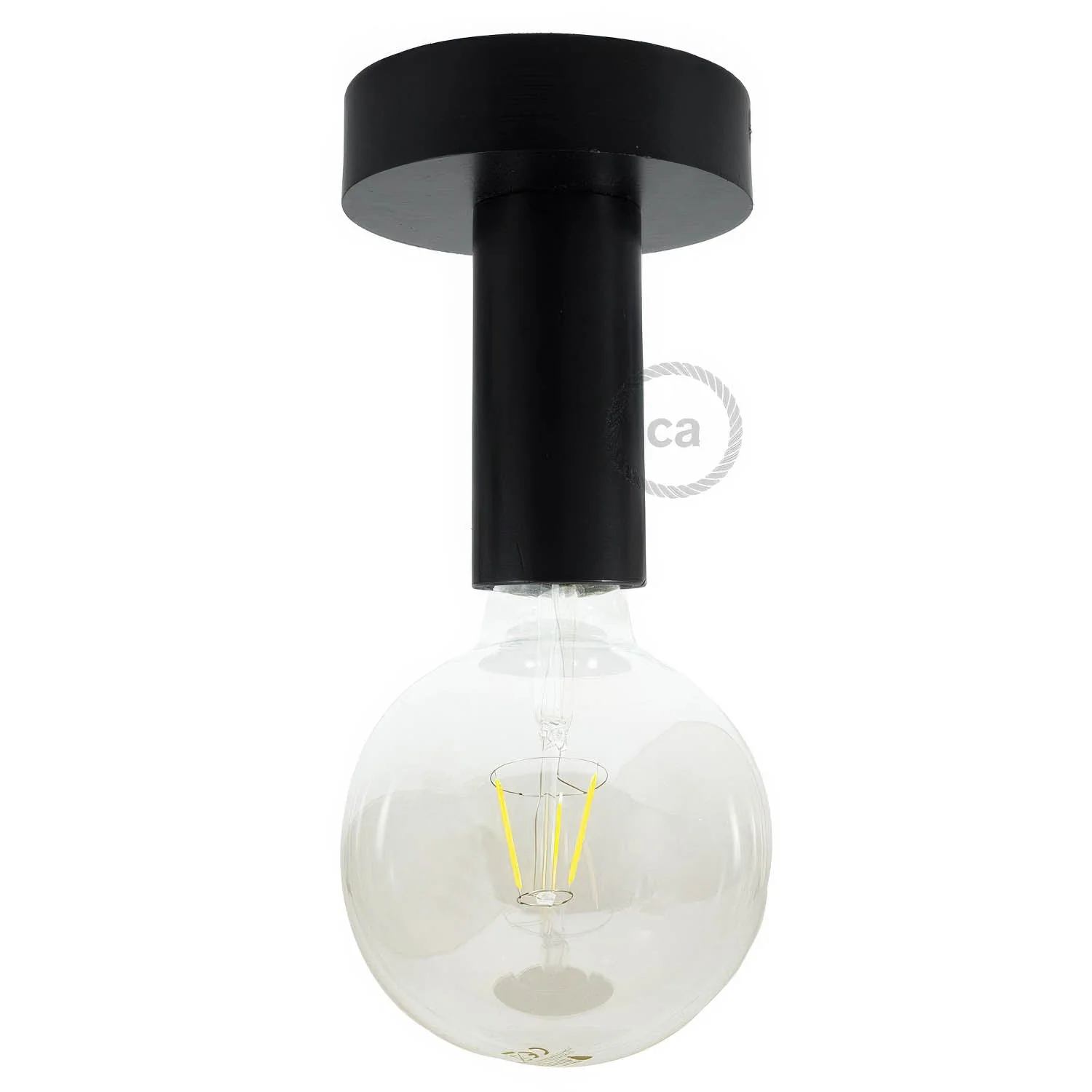 Fermaluce Wood M, le point lumineux mural ou plafond en bois - Noir