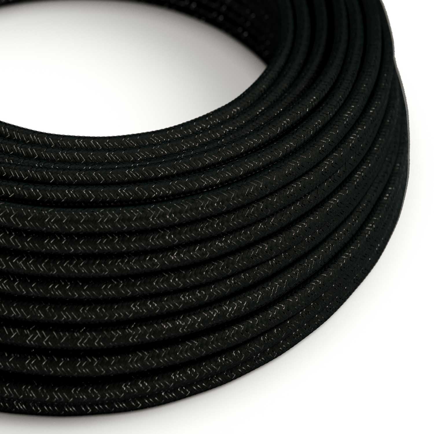 Fil électrique gainé de tissu - Pailleté noir RL04 - Certifié UL