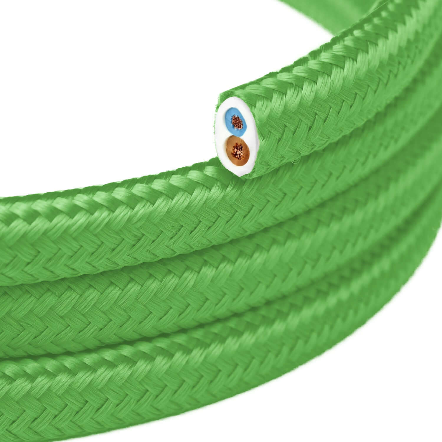 Fil électrique plat recouvert de tissu brillant Vert Citron - PM18