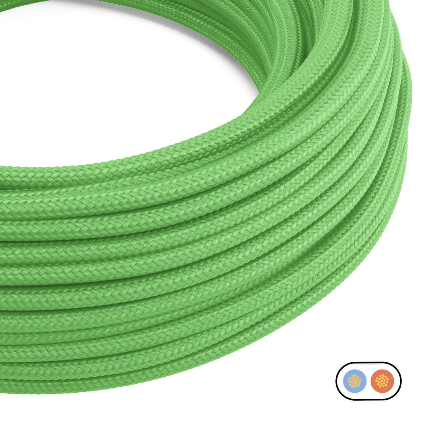 Fil électrique plat recouvert de tissu brillant Vert Citron - PM18 - Image 2