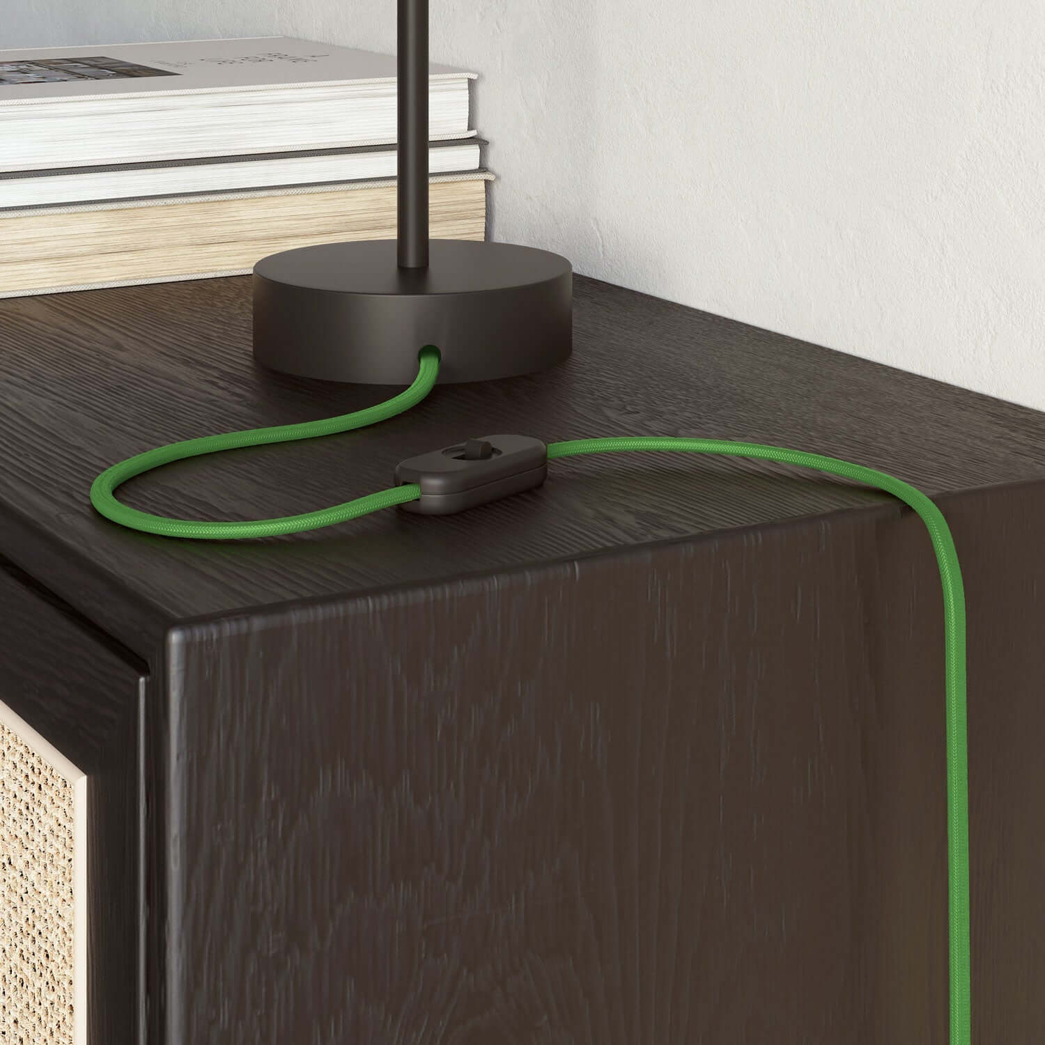 Fil électrique plat recouvert de tissu brillant Vert Citron - PM18 - Image 3