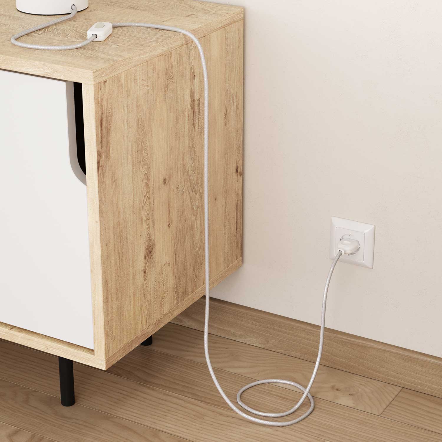 Fil électrique gainé Blanc brillant et pailleté - L'Original Creative Cables, pour des décorations lumineuses uniques - RL01 - Image 3