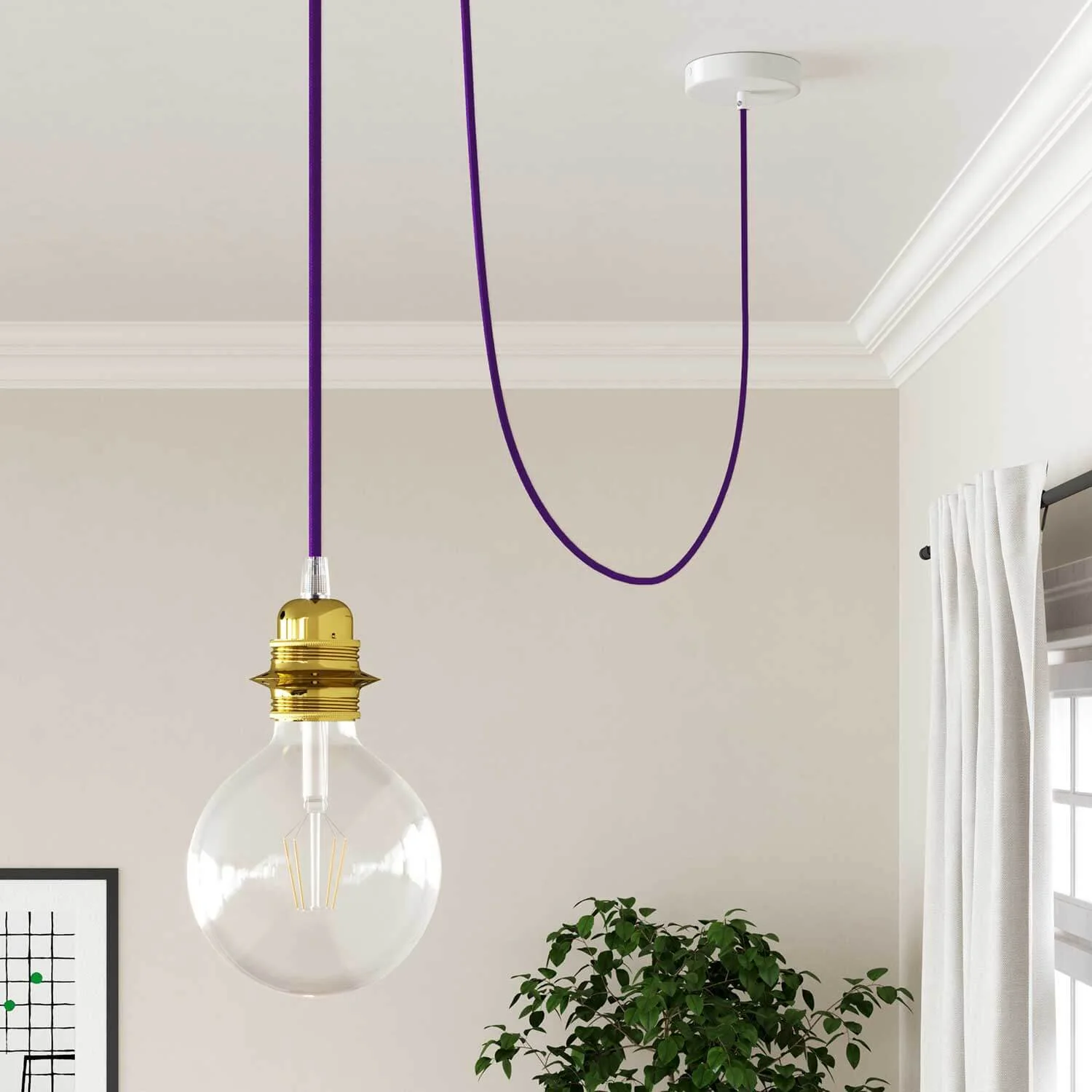 Câble électrique recouvert brillant Violet Impérial - L'Original Creative Cables, le choix idéal pour des lampes exclusives - RM14 - Image 4