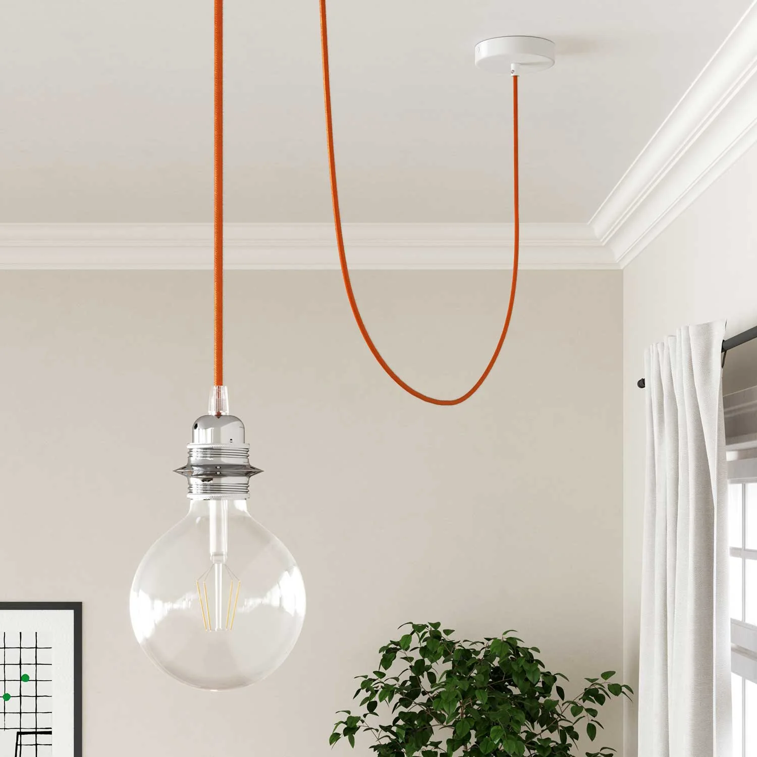 Câble électrique recouvert de tissu - Rayonne Orange RM15 - Certifié UL - Image 3