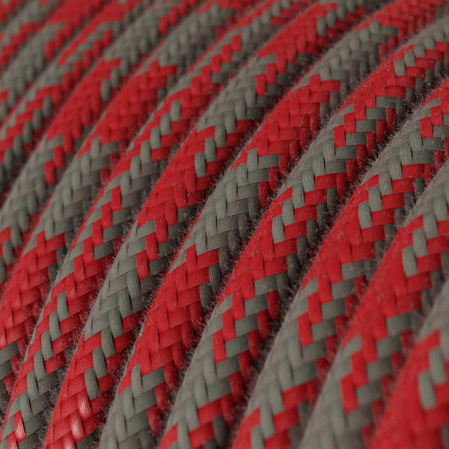 Câble recouvert de tissu - Coton Rouge & Gris Pied-de-poule RP28 - Certifié UL - Image 2