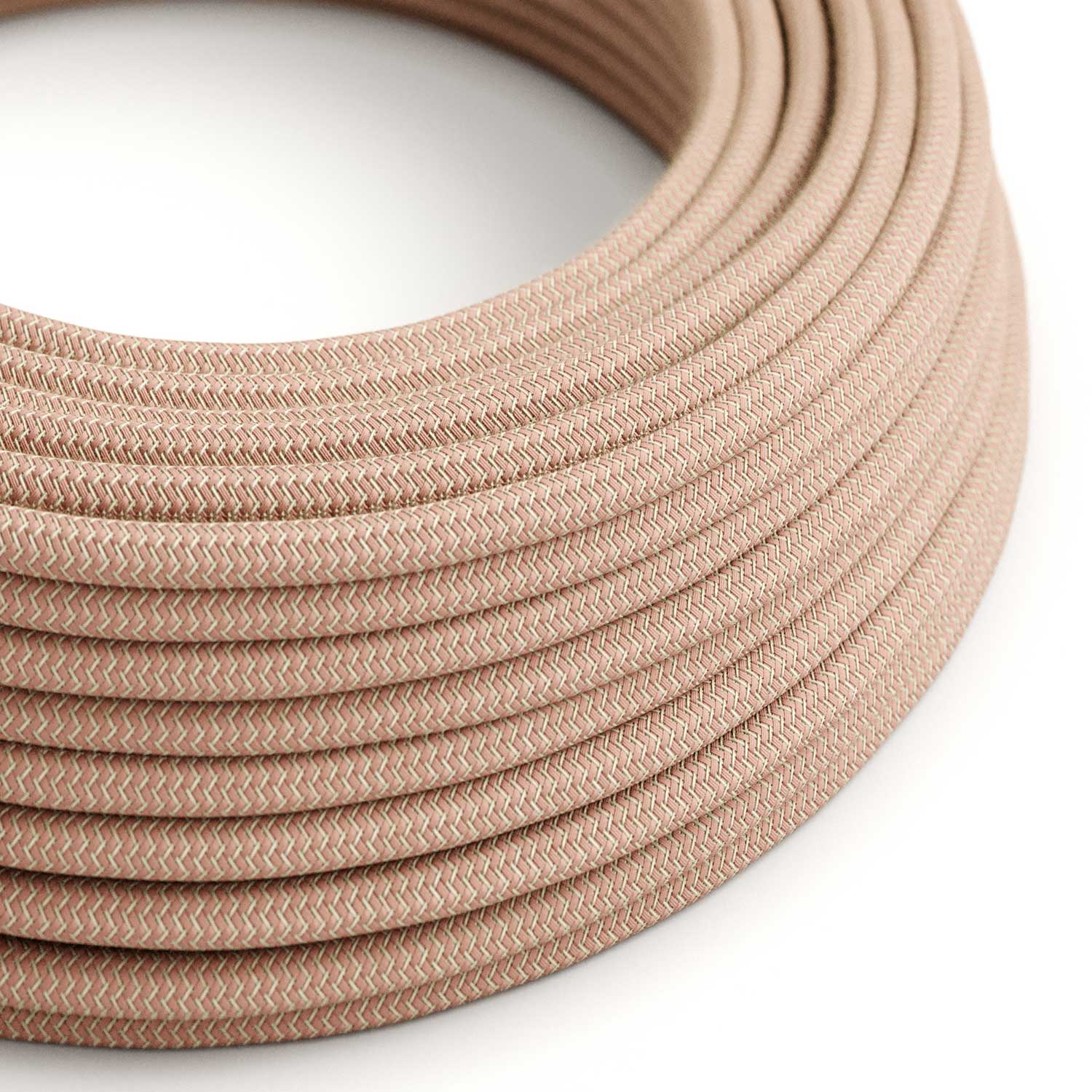 Câble recouvert de tissu - Lin Naturel & Rose Chevron RD71 - Certifié UL