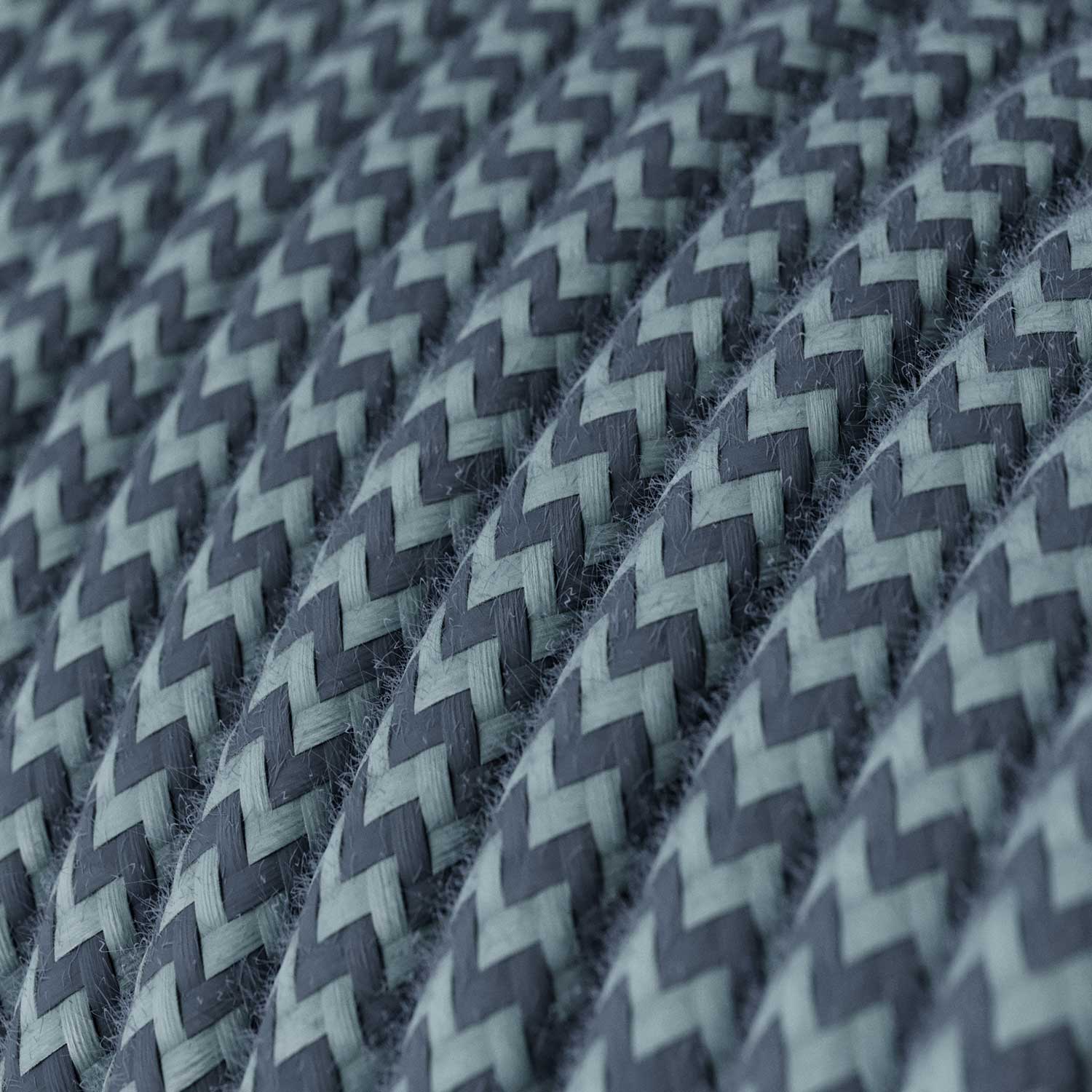 Câble recouvert de tissu - Chevron Coton Bleu RZ25 - Homologué UL - Image 2