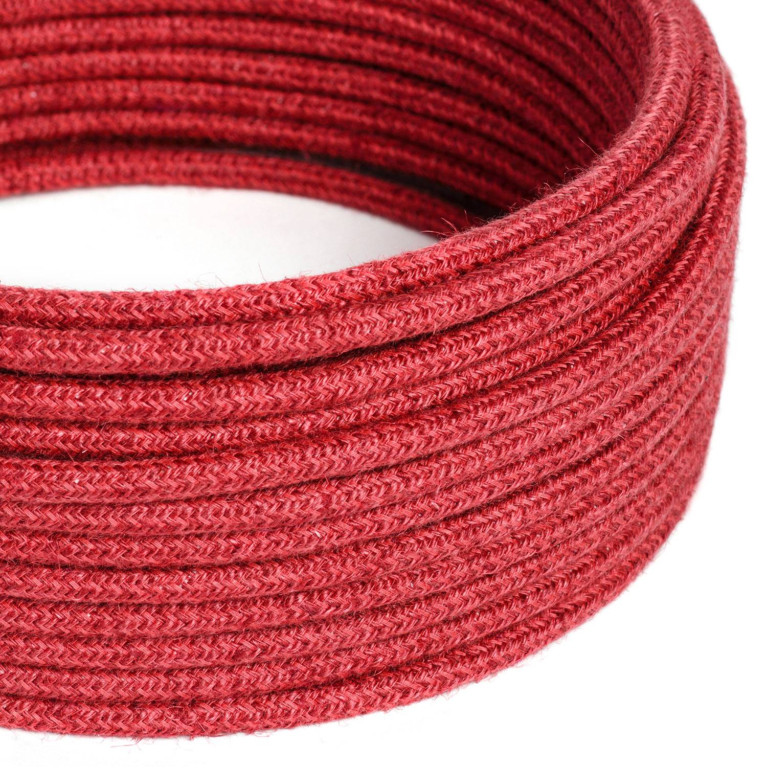 Fil Électrique Gainé de Tissu - Jute Rouge Cerise RN24 - UL Certifié