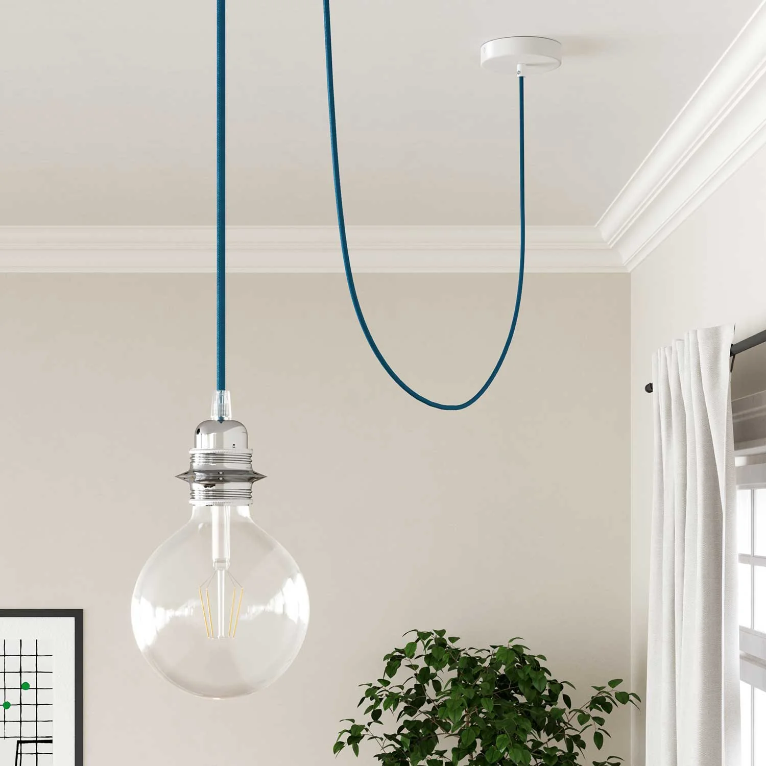 Fil électrique en tissu - Rayonne Bleu Clair RM11 - Certifié UL - Image 3