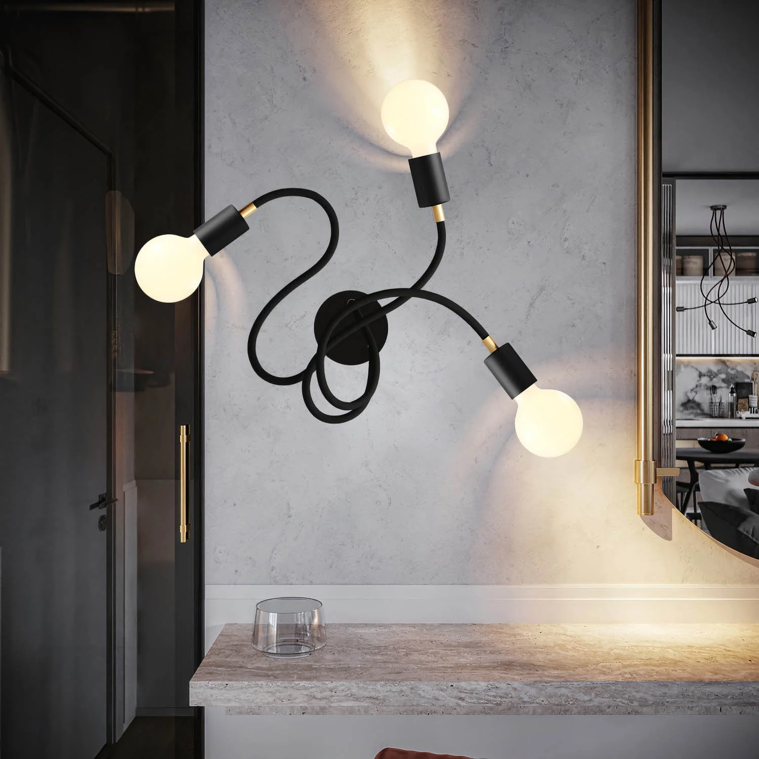 Flex 60 lampe murale ou de plafond articulée à lumière diffuse avec ampoule LED G95 - Noir - Image 2