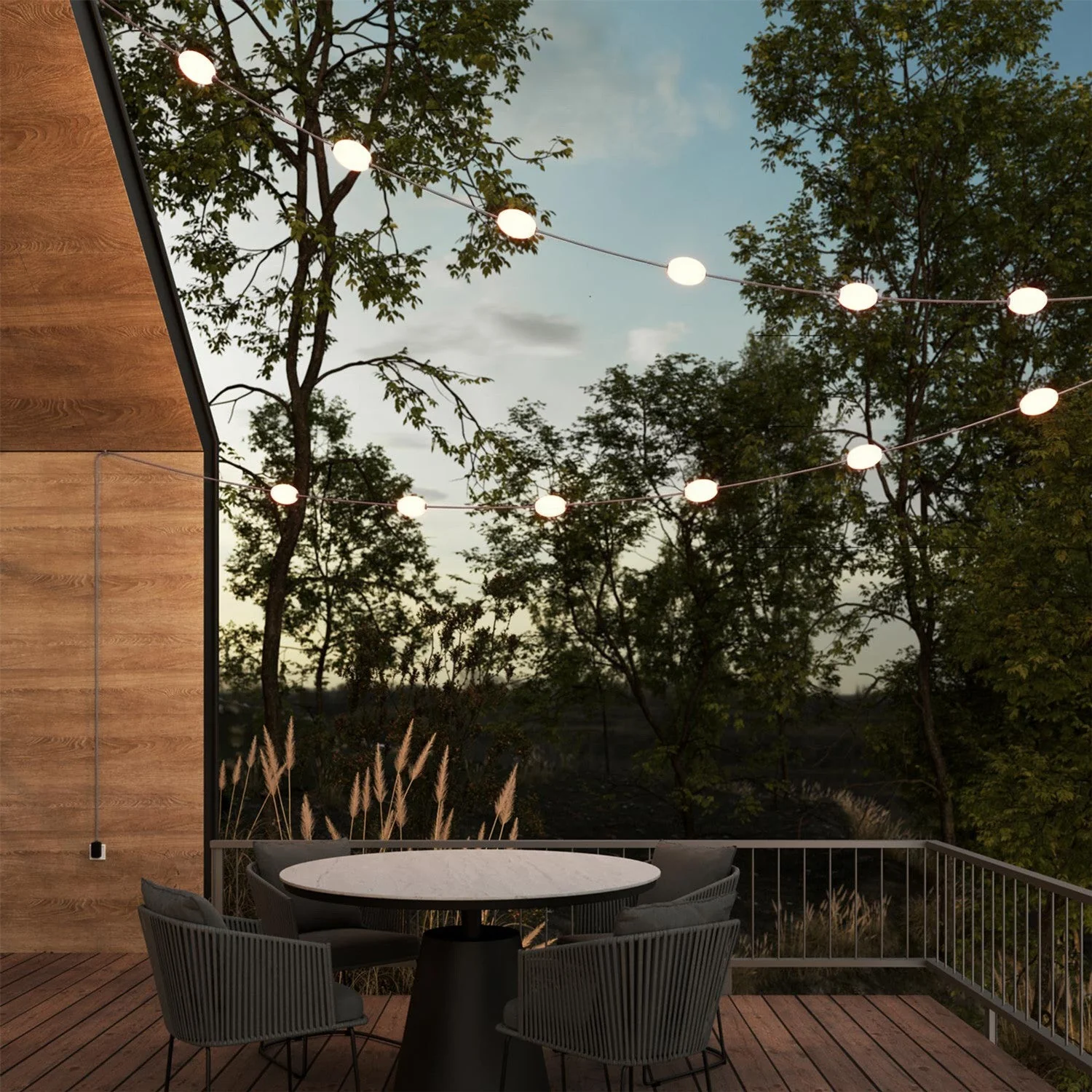 Guirlande lumineuse d’extérieur 12 lumières pour environnements humides Gris, alimentation avec fiche US - Marina12 - Image 2