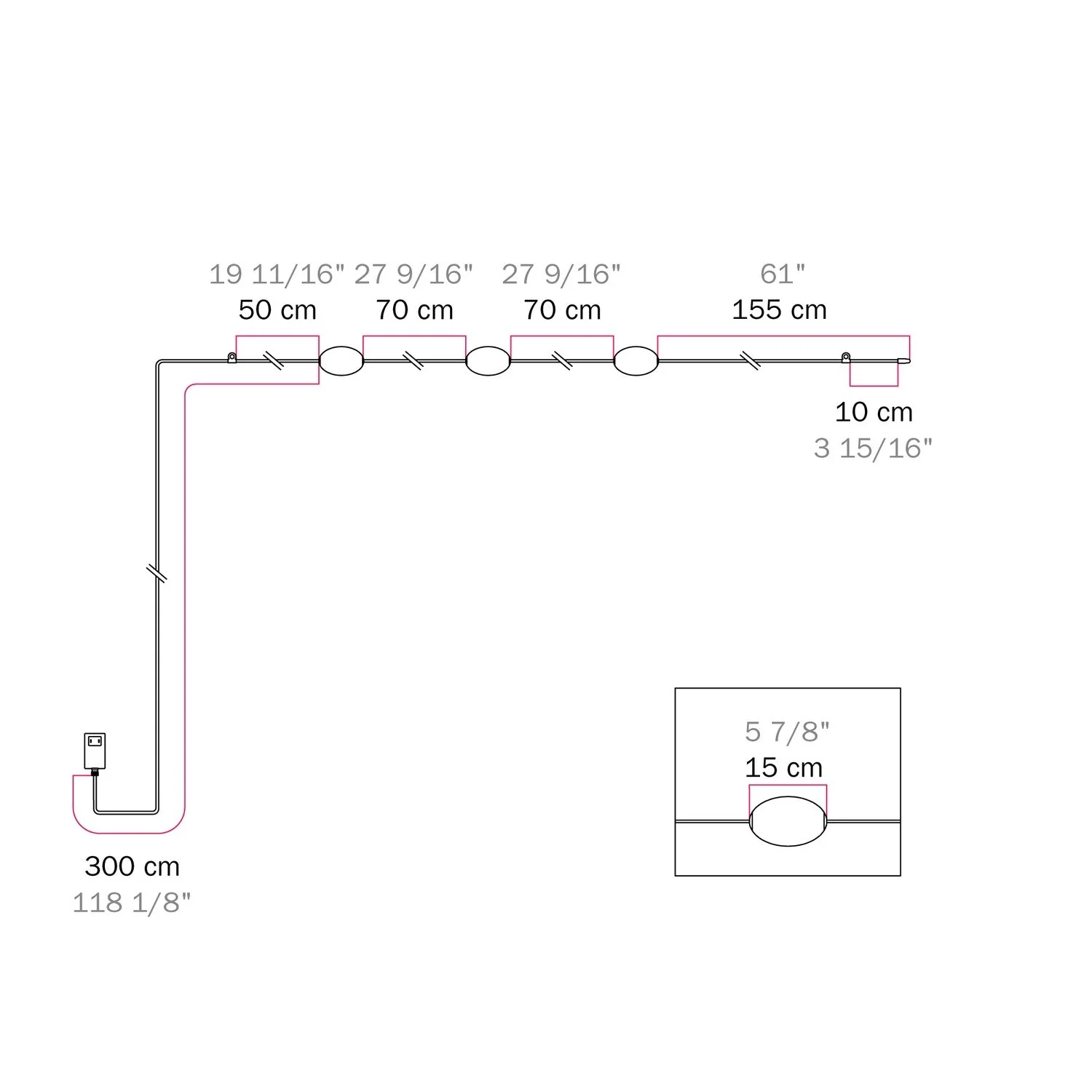 Guirlande lumineuse d’extérieur 3 points lumineux Brun Désert pour environnements humides, alimentation avec fiche US - Marina3 - Image 8
