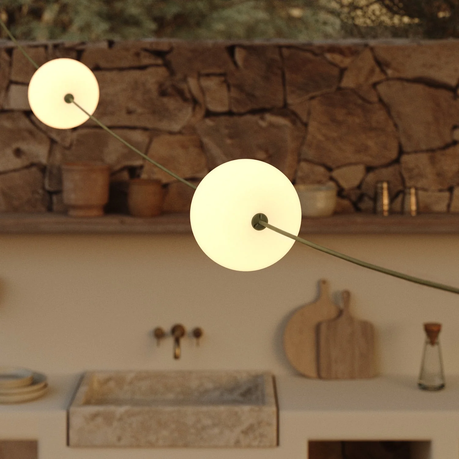 Guirlande lumineuse d’extérieur à 3 lumières pour environnements humides, Olive Green, alimentation avec fiche US - Marina3 Cherry - Image 12