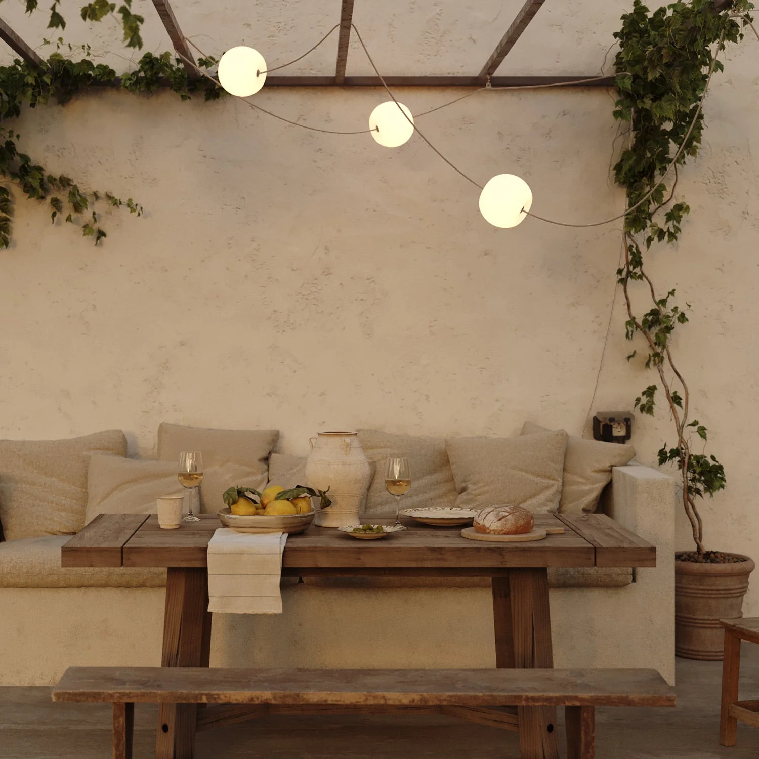 Guirlande lumineuse d’extérieur 3 lumières pour environnements humides Desert Brown, alimentation avec fiche US - Marina3 Cherry - Image 10