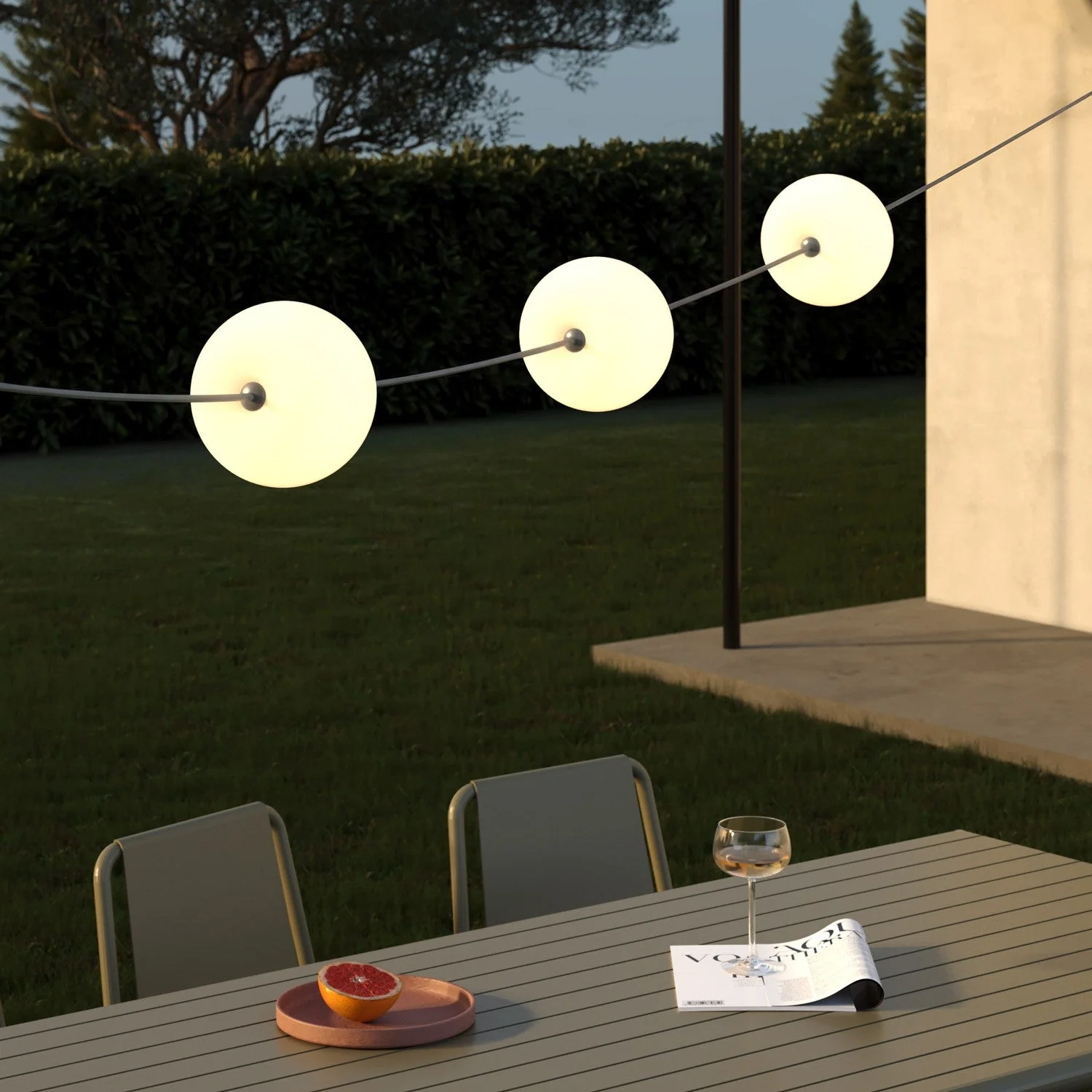 Guirlande lumineuse d’extérieur 3 points lumineux pour environnements humides Gris, alimentation avec fiche US - Marina3 Cherry - Image 3