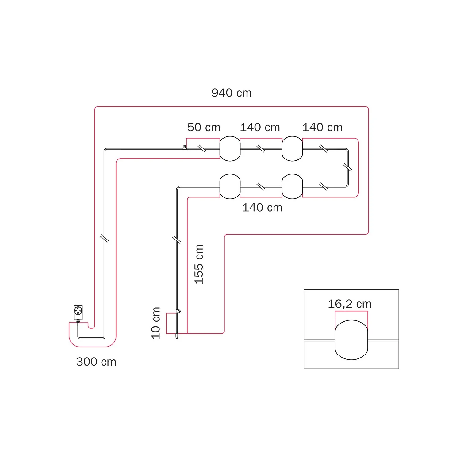 Guirlande lumineuse 4 points de lumière pour extérieur IP67 Gris - Marina4 Cherry - Image 15