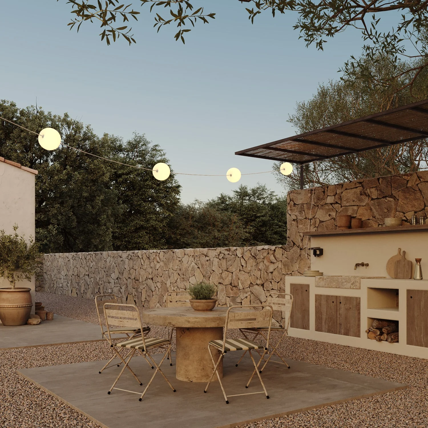 Guirlande lumineuse d’extérieur 4 points lumineux pour environnements humides Blanc Sable, alimentation avec fiche US - Marina4 Cherry - Image 10