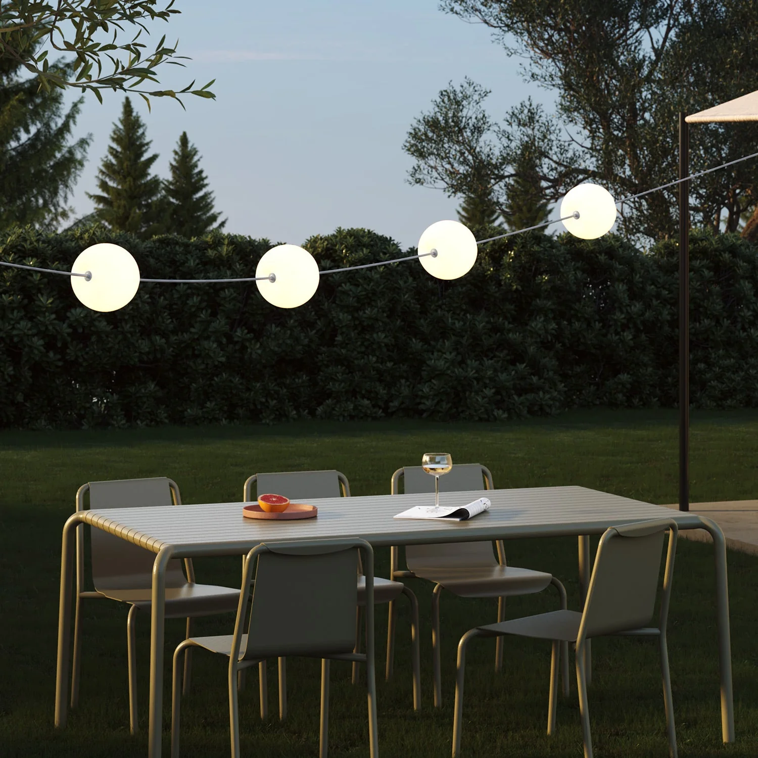 Guirlande lumineuse d’extérieur 4 lumières pour zones humides Gris, alimentation avec prise US - Marina4 Cherry - Image 2