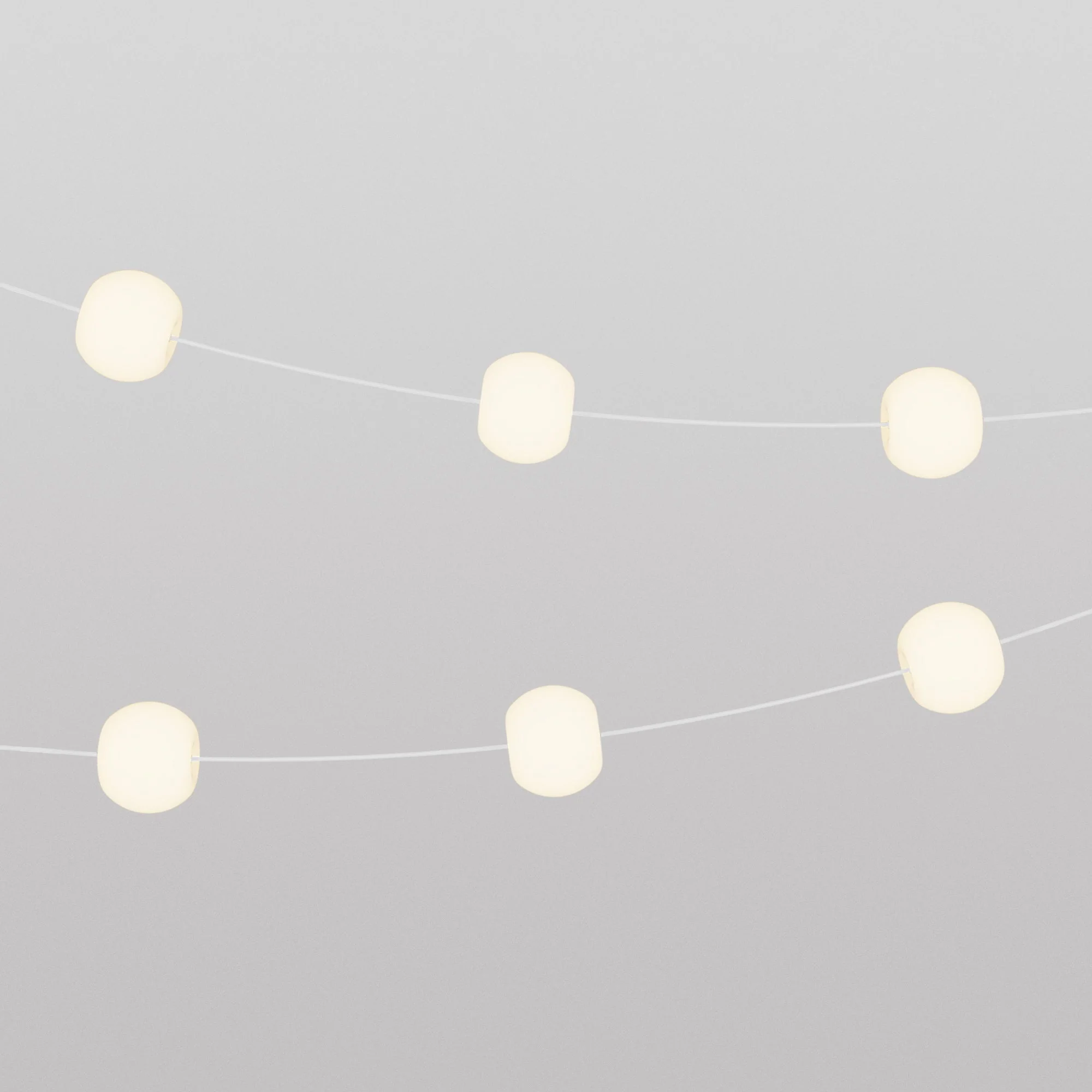 Guirlande extérieure 6 lumières pour zones humides Blanc Sable, alimentation avec fiche US - Marina6 Cherry