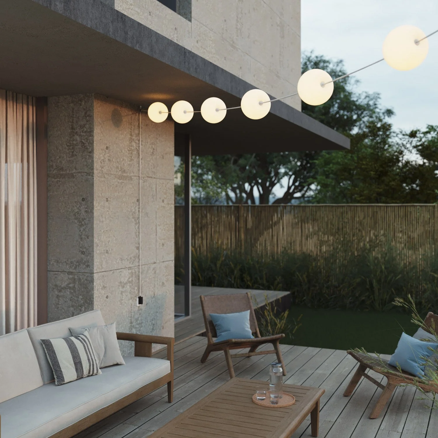 Guirlande extérieure 6 lumières pour zones humides Blanc Sable, alimentation avec fiche US - Marina6 Cherry - Image 2